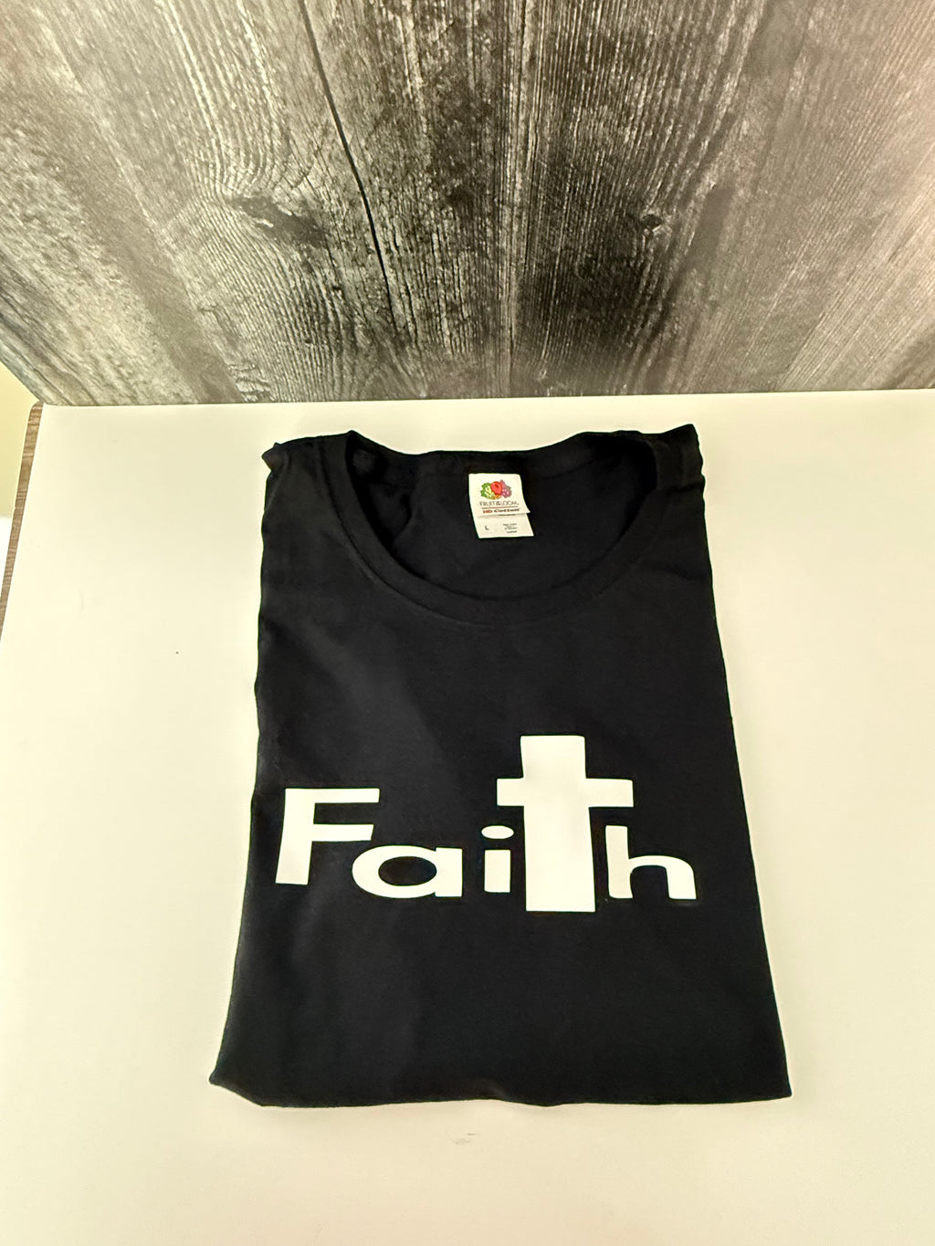 Faith T-Shirt, Black Cotton Tee, Vinyl Graphic Christian Apparel