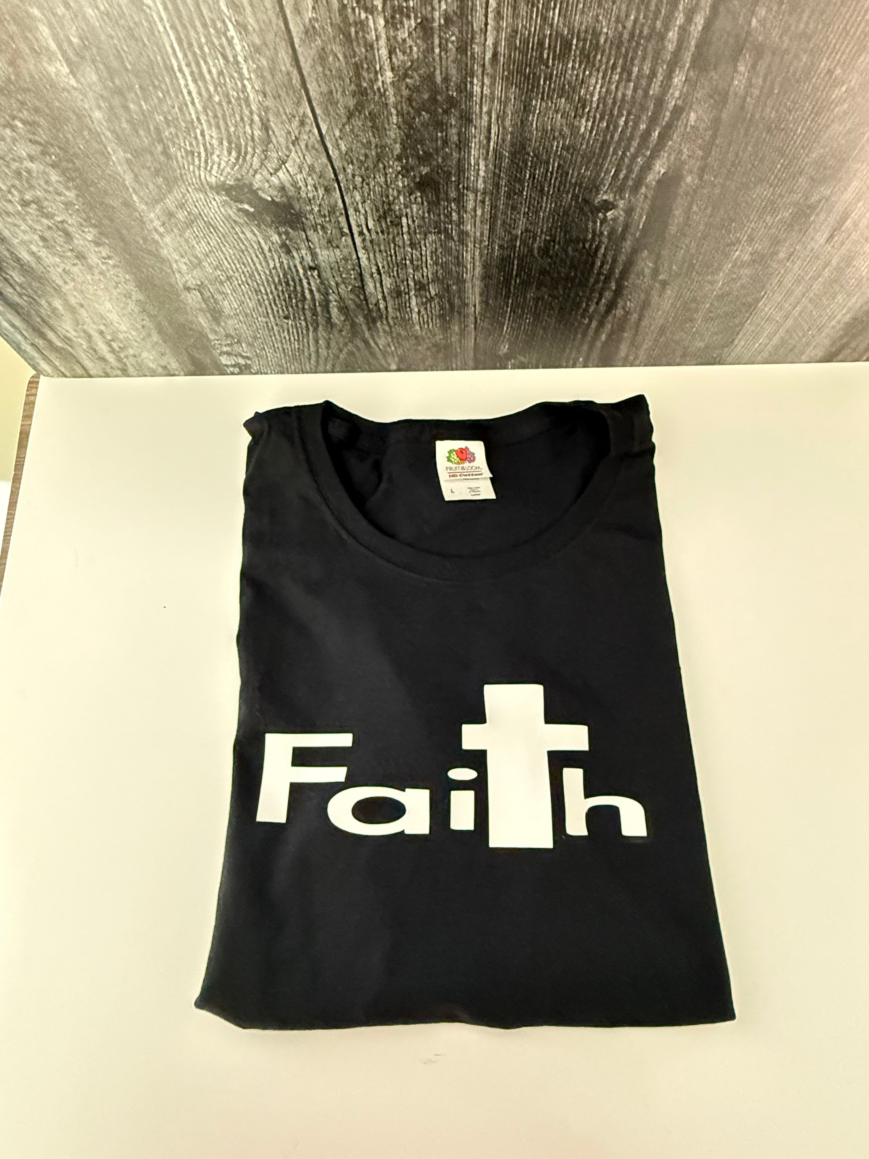 Faith T-Shirt, Black Cotton Tee, Vinyl Graphic Christian Apparel