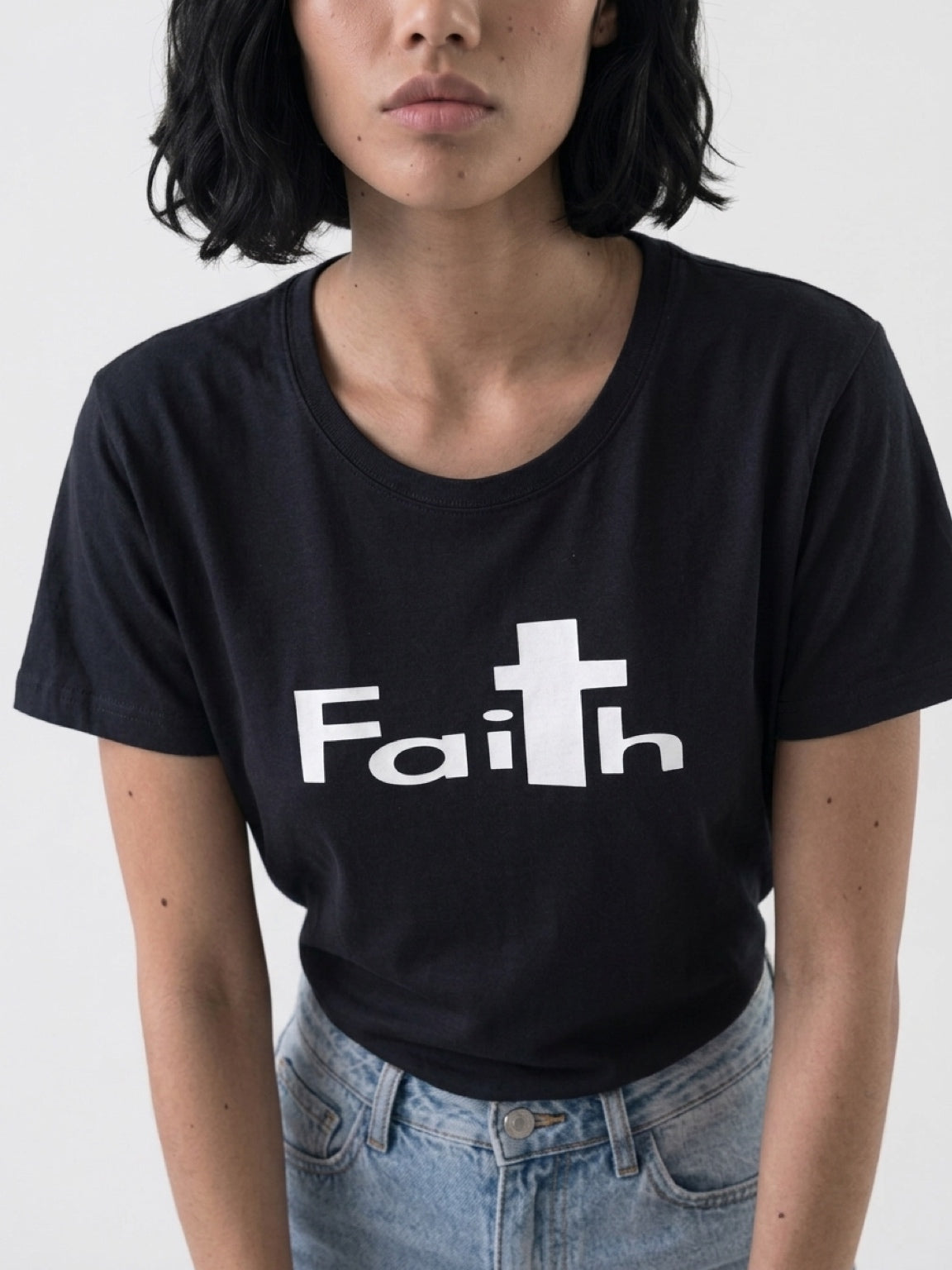Faith T-Shirt, Black Cotton Tee, Vinyl Graphic Christian Apparel