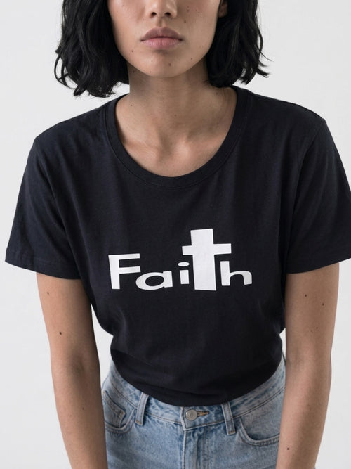 Faith T-Shirt, Black Cotton Tee, Vinyl Graphic Christian Apparel