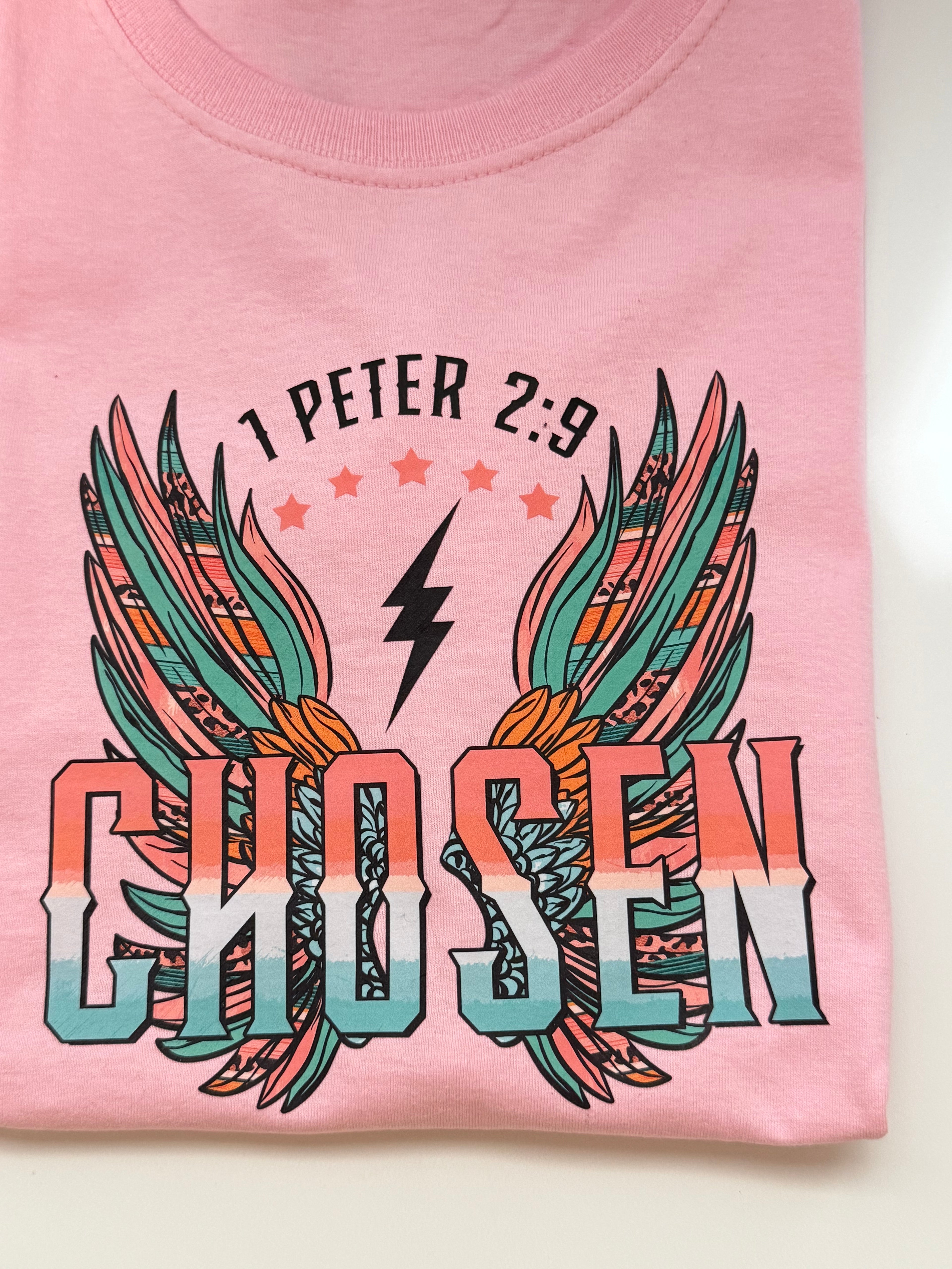 Chosen Bible Verse T-Shirt, 1 Peter 2:9, DTF Print Top