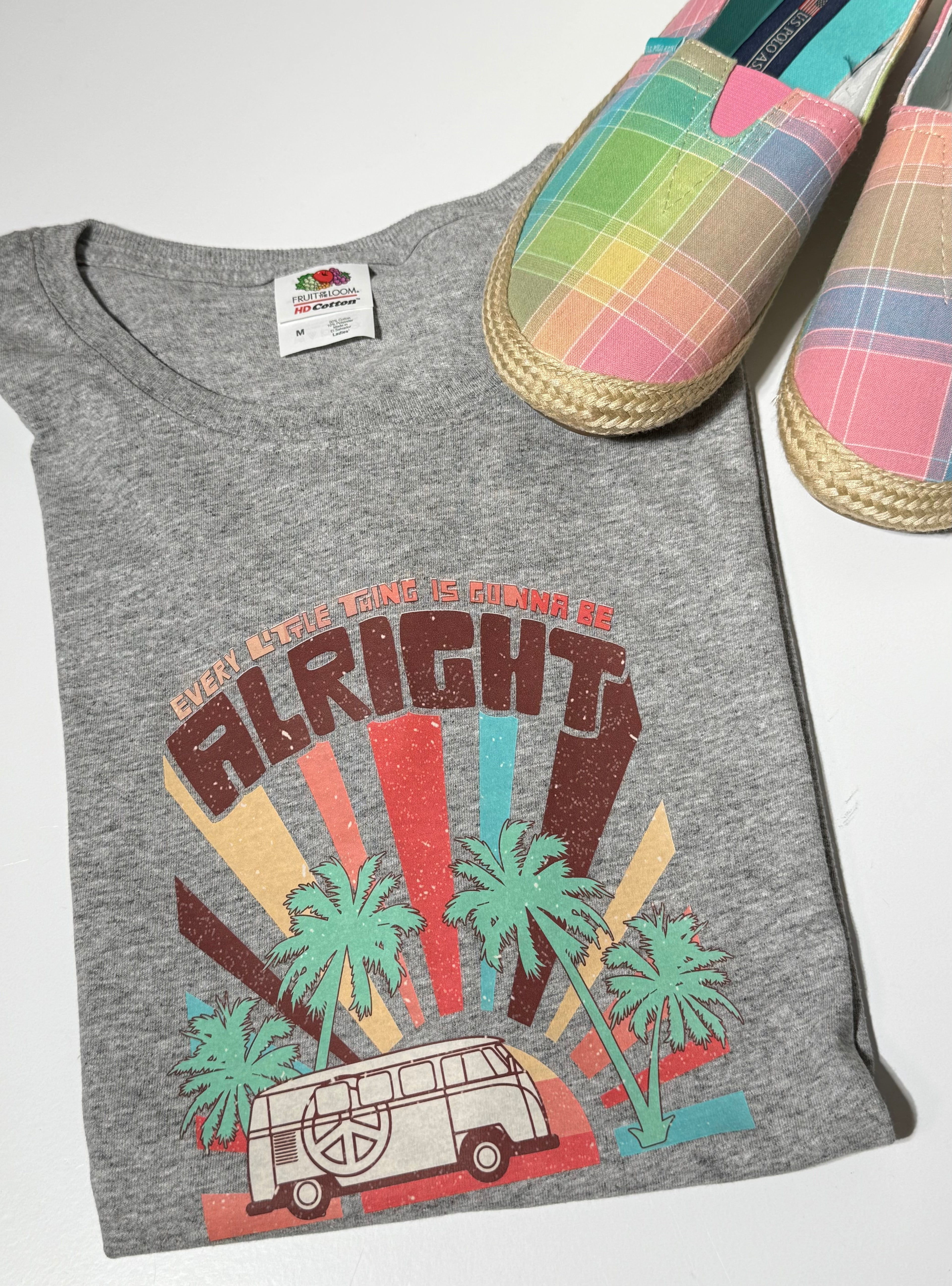 Retro Van Palm Tree T-Shirt, Colorful Beach Vibes Tee