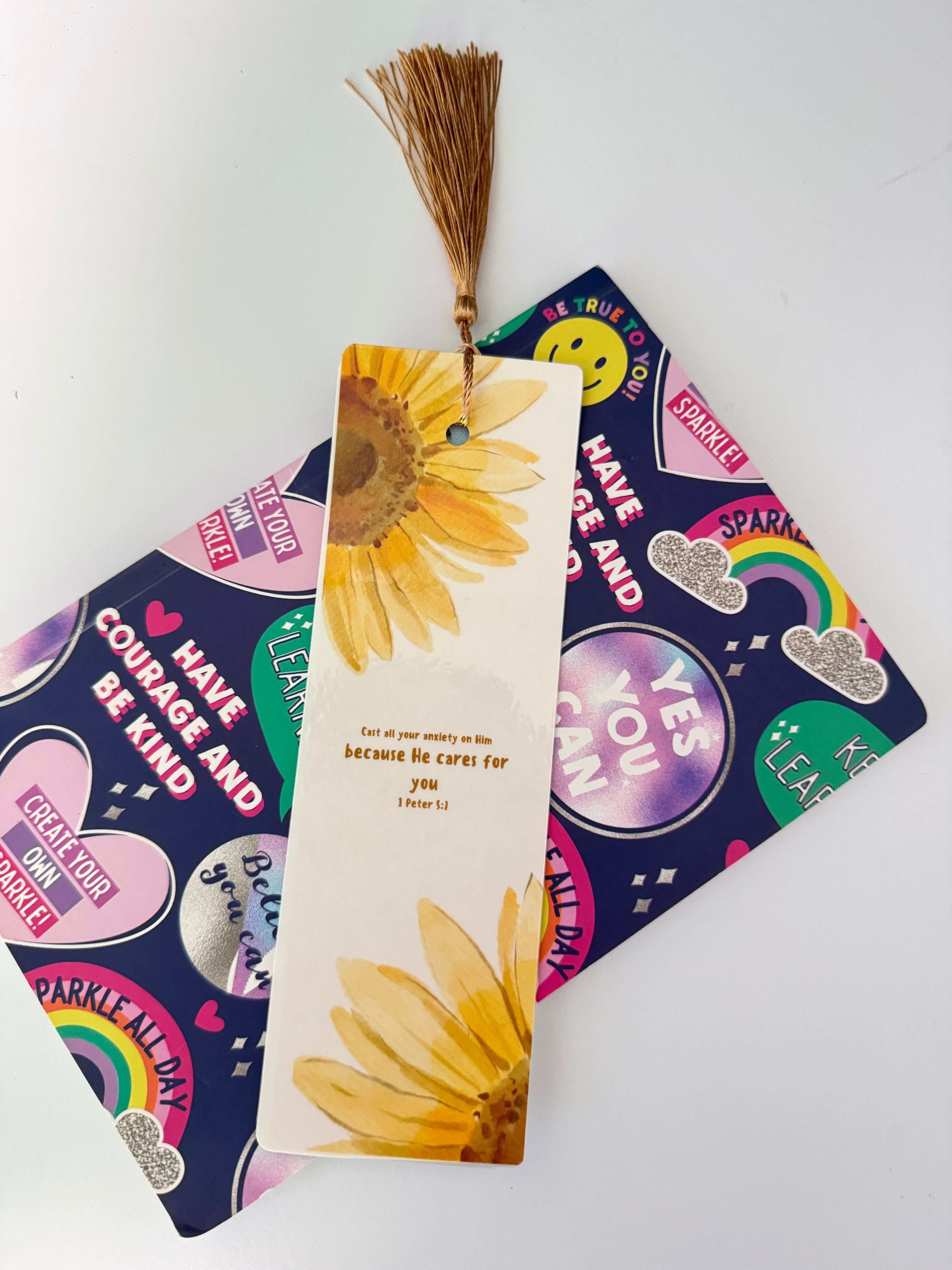 Bible Verse Magnetic Bookmarks, Sunflower Scripture Set, Cardstock Laminate Pages
