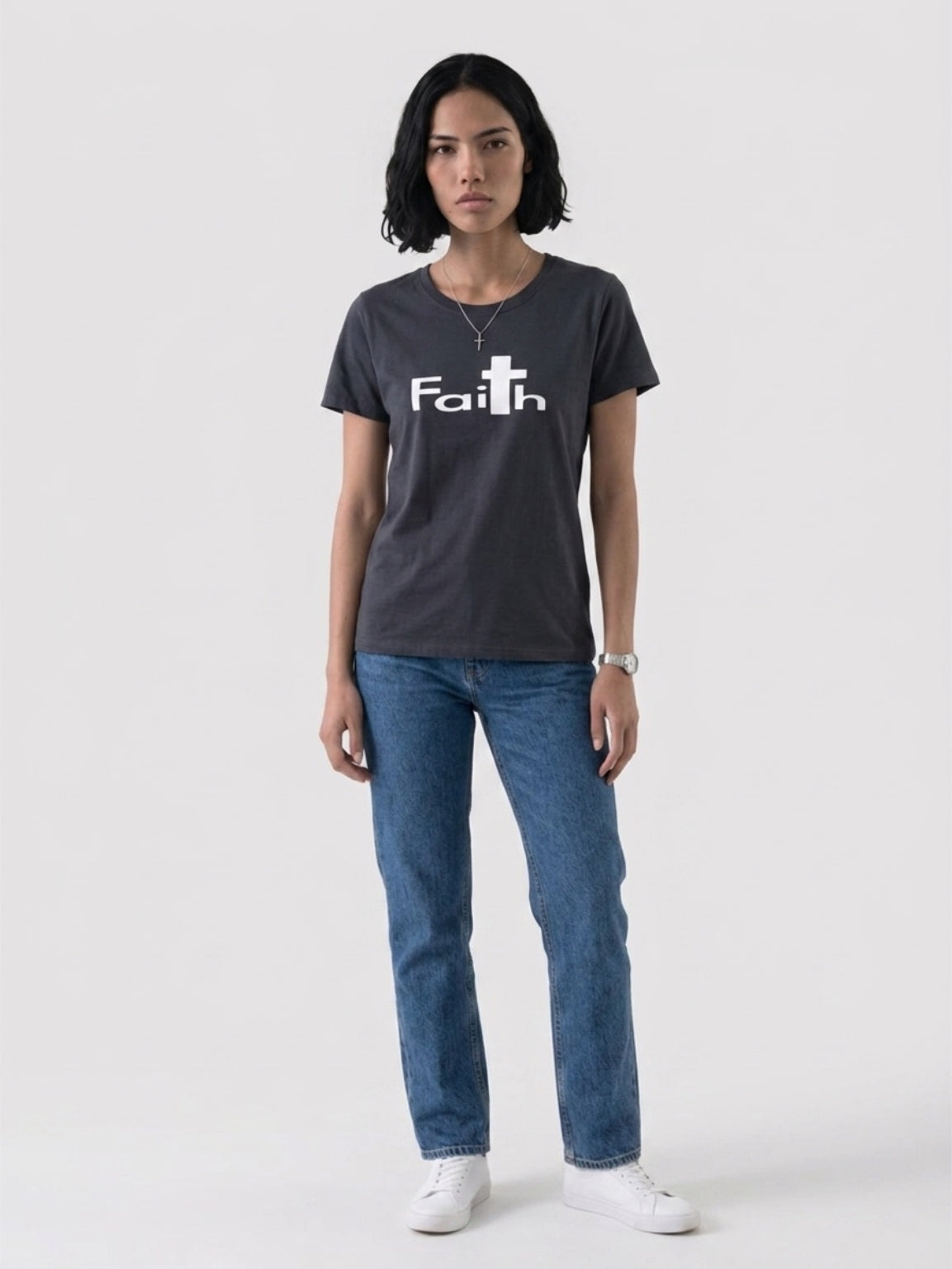 Faith T-Shirt, Black Cotton Tee, Vinyl Graphic Christian Apparel