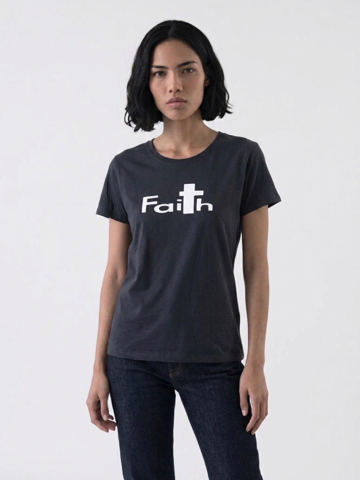 Faith T-Shirt, Black Cotton Tee, Vinyl Graphic Christian Apparel