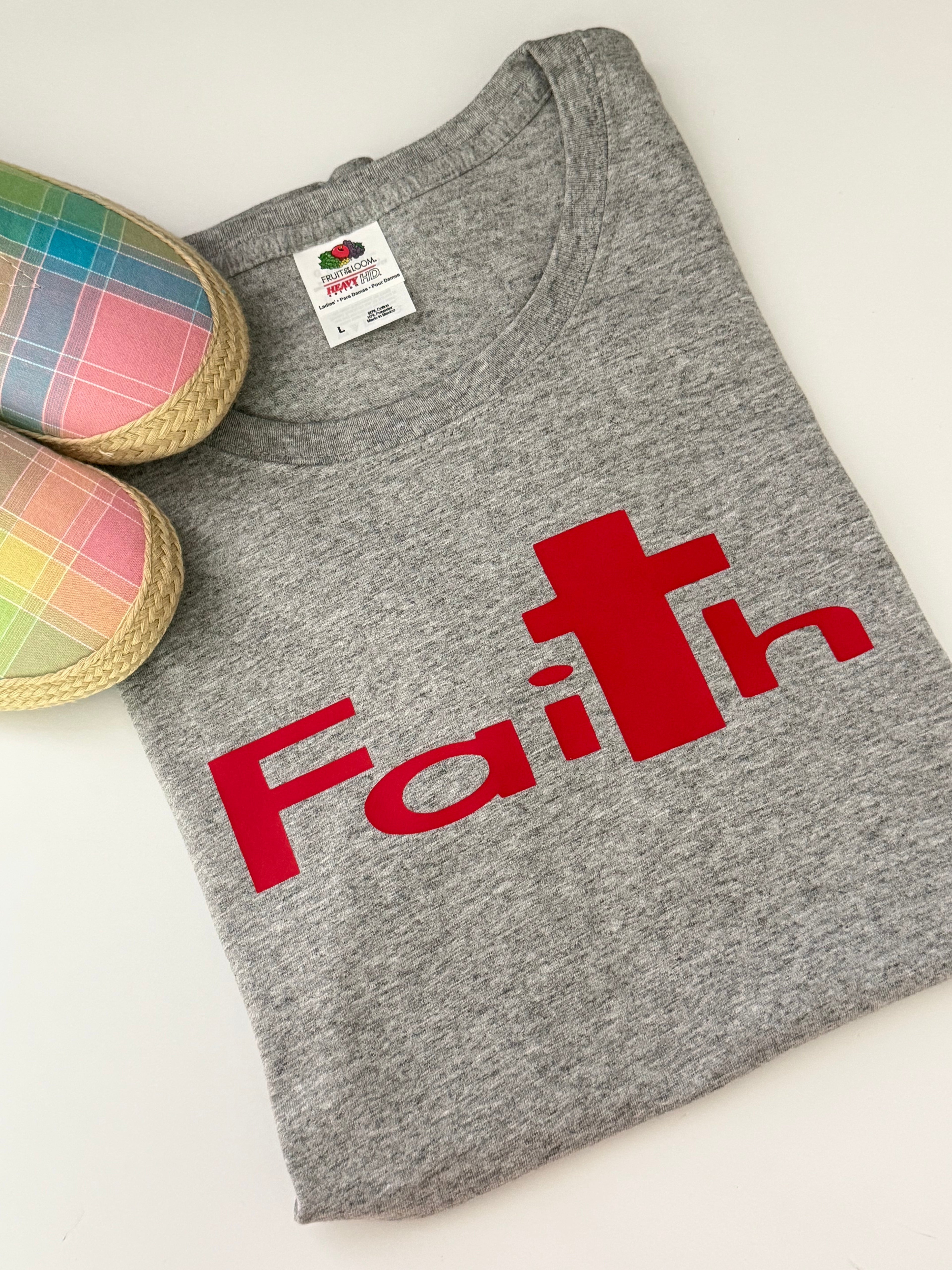 Faith T’shirt, Gray Tee, Faith Gray T’shirt, Vinyl T’shirt